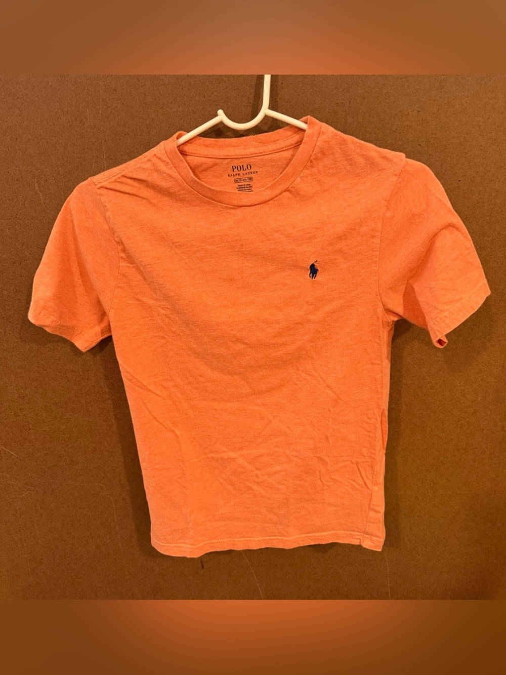 Ralph Lauren Orange kids Short-Sleeve Crew Tee with Navy Pony M 10/12